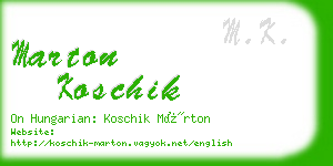 marton koschik business card